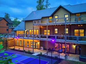 Smoky Mountain Unique Cabin "The Lodge at Burg Hill" - Large decks overlooking pickle ball / basket ball court