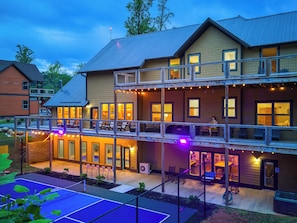 Smoky Mountain Unique Cabin "The Lodge at Burg Hill" - Large decks overlooking pickle ball / basket ball court
