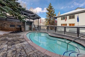 The Snow Flower Condominiums offers a heated relaxing pool.