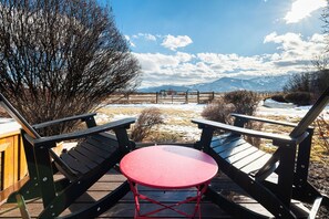 Ground level patio with Swaner Preserve and mountain views