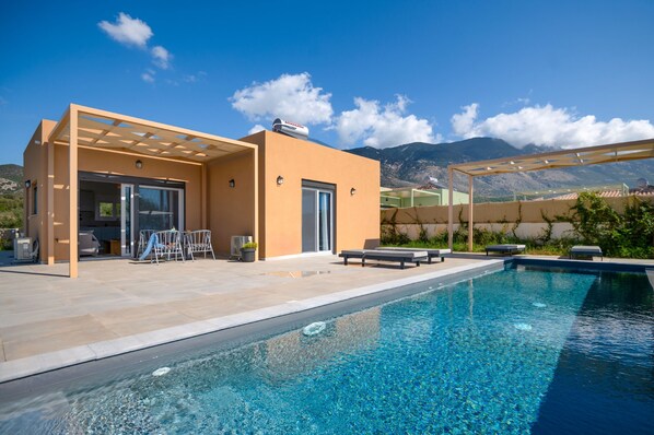 Tasteful morning tones of pool and property