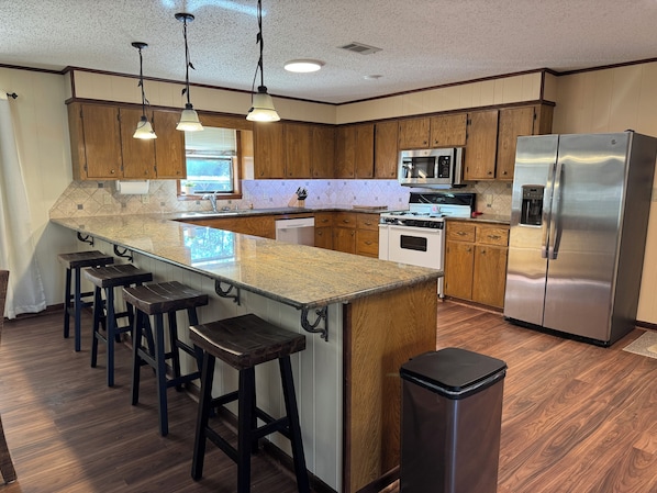 Kitchen and bar.