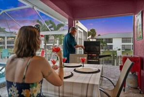 Cook great meals from your private gas grill next to the pool!