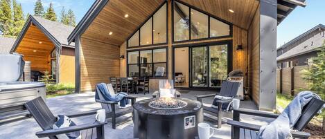 Outdoor Dining – Gas Fire Pit + Covered Table + Grill Space for Shared Meals