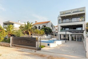 Villa gate and parking space in Villa Destiny Ciovo with heated pool at the beach