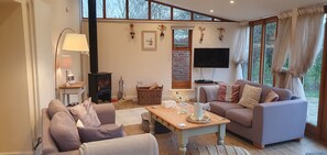 Lounge with log burner