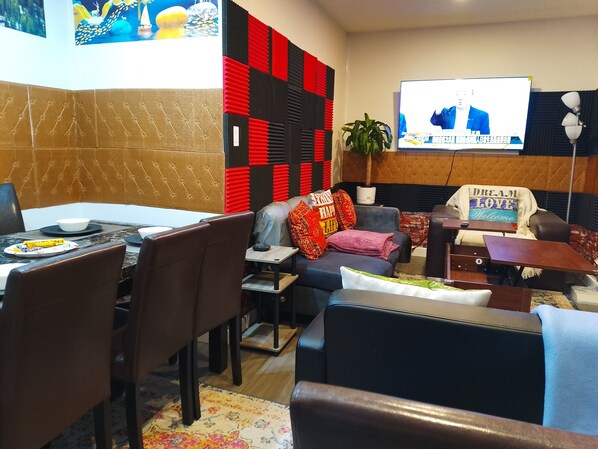 Living room and dinner area