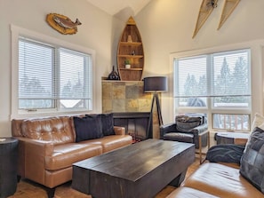 A mix of modern and rustic in this living room