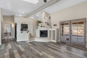 Living room with electric fireplace