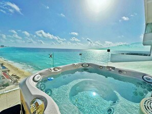 Penthouse 1 of 2:  Enjoy Spectacular Views in the Privacy &amp; Comfort of your own place.  The 4 Person Hot Tub is an Amazing Touch!  In Cancun, you have the Ocean on one side &amp; the Freshwater Lagoon on the other. You are Surrounded by Beauty Here.
