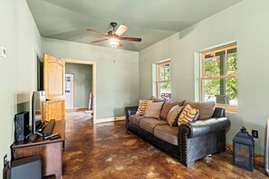 Living Room with lockable interior door.
