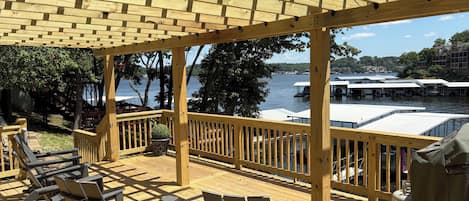 The view from our deck and the cozy pergola makes for a great place to relax!