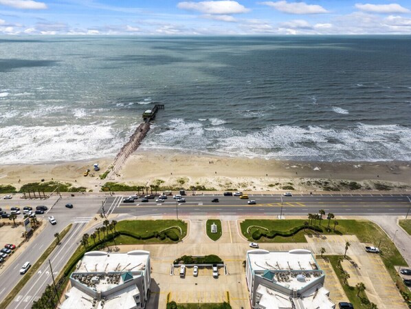 Stunning bird's eye view, just steps from the beach.