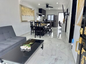 Exquisite Mable Floors & Gold Touches Throughout 