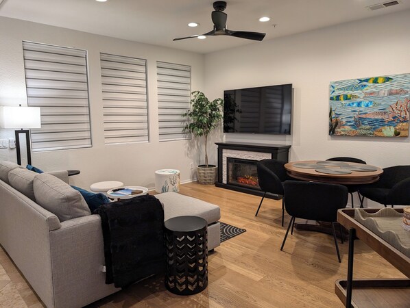 Living room and dining area