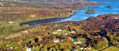 An aerial view of Birch Grove, looking across Mulroy Bay towards the Atlantic.