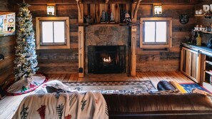 Cozy up by the fireplace