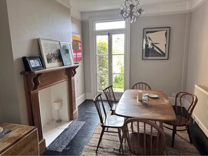 Dining room with French windows to garden.