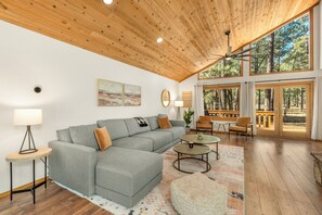 Extra large sectional, board games and sitting area for morning coffee