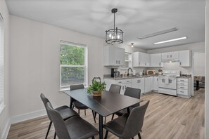 Kitchen with dining area.