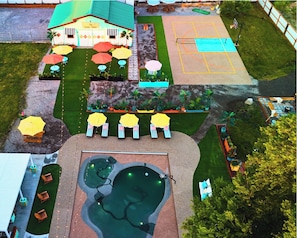 Drone photo shows the layout