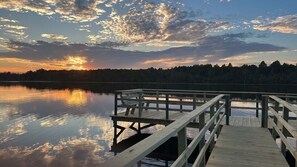 Fantastic dock with built-in seating for fishing or enjoying the view.