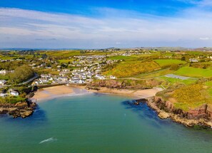 Dunmore East, County Waterford, Ireland. Sandy beach safe bathing.