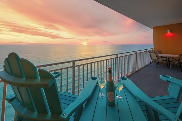 Watch unbelievable sunsets from our balcony!