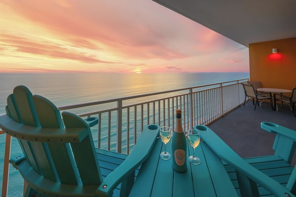 Watch unbelievable sunsets from our balcony!