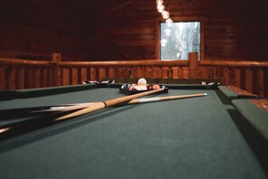 Pool table in loft area