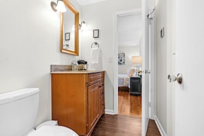 This half bath attaches to the primary bedroom
