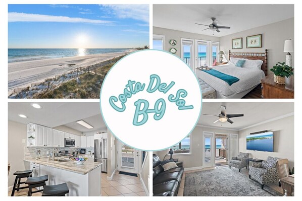 This 3-Level, Beachfront Townhome w/ a Private Beach is Fully Remodeled with lots of new furniture, comes Fully-Stocked with beach gear, and features 3 Patios overlooking the Beach and Gulf!