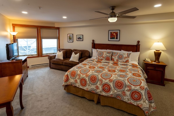 Indoors, Furniture, Screen, Ceiling Fan, Bed