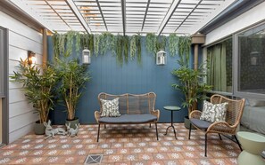 Outside enclosed courtyard for relaxing