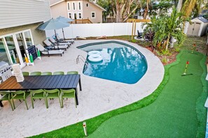 From poolside lounging to cornhole and putt-putt, your ultimate backyard retreat is just a step outside.