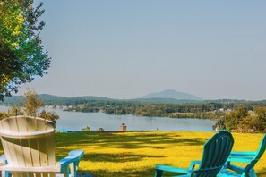 Ideal spot for outdoor entertainment with a picturesque view and vibrant seating.