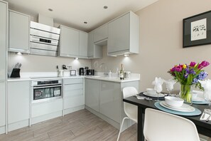 Our kitchen is designed to meet all your cooking needs, featuring spacious countertops and high-end appliances.