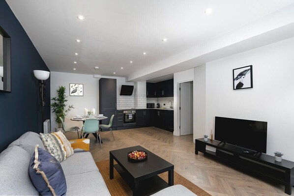 Modern open-plan lounge and kitchen