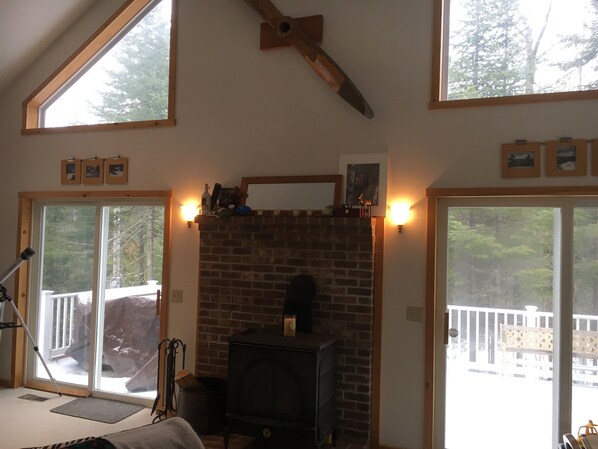 Wood stove, plenty of of natural light