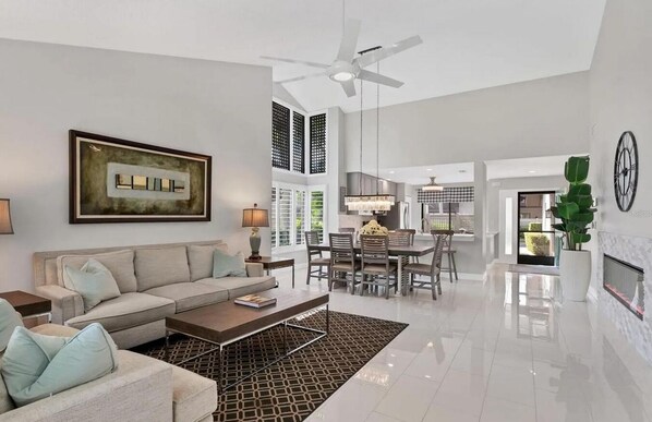 Living room and marble floors!