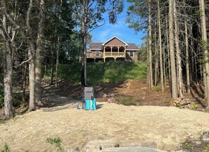 View from the dock looking at the beach area and house