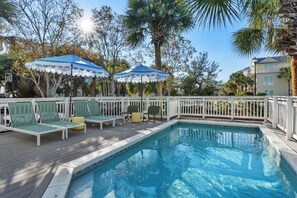 Relax and unwind on the comfortable loungers by the sparkling pool.