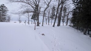 Lakeview Feb 1st 2025. Lake Huron is Frozen and covered with snow.