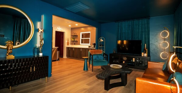 Living room opens to the kitchen