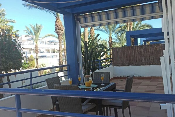 Large terrace with seating