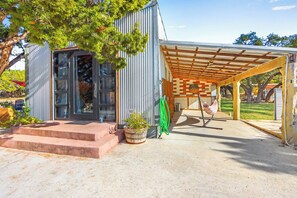 Front of the Marley showing covered area with hammock.