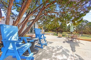 Fun oversized seating at the outdoor space