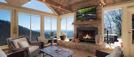 Big Sky - Sun Room Features a Woodburning Fireplace and Breathtaking Views