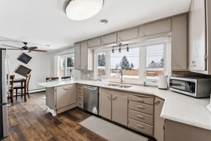 Indoors, Kitchen, Microwave, Oven, Ceiling Fan