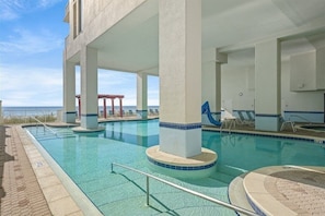 One of the beautiful outdoor pools Majestic Beach has on-site!